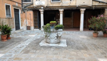 The Courtyard in Front of our 16th century Venetian Apartment, Venice  